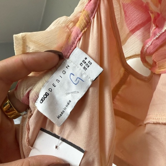 ASOS Pink and Cream Floral Ruffle Jumpsuit - Picture 4 of 4